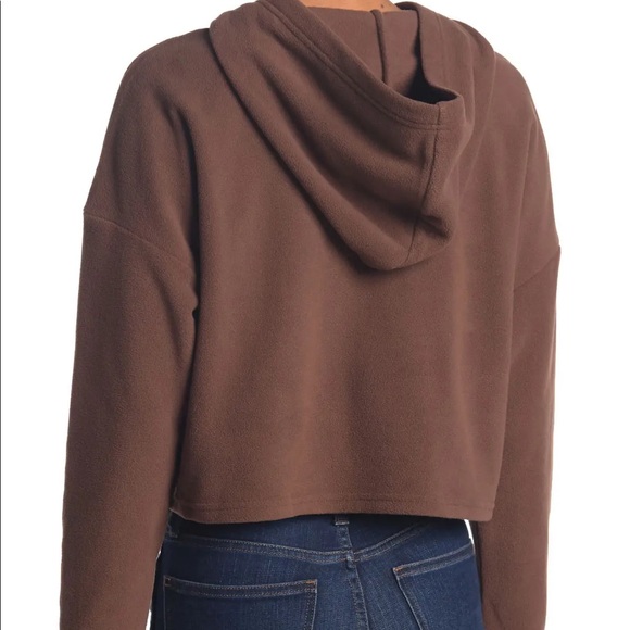 Cinched Front Fleece Crop Hoodie NWT - Picture 6 of 7